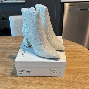 Betsey Johnson Ivory Pearl Heeled Boots